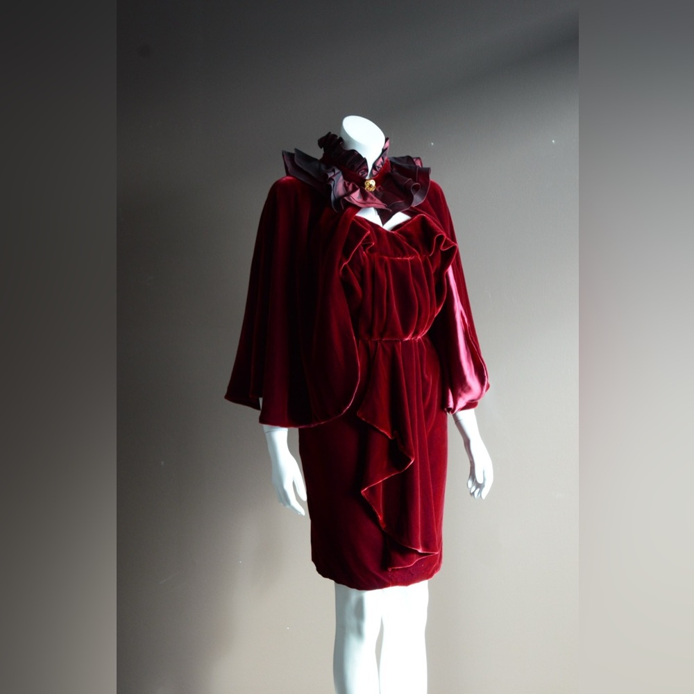 Vampira Red Velvet Cape Dress Set 2 Piece Strapless Short 2 4 XXS XS